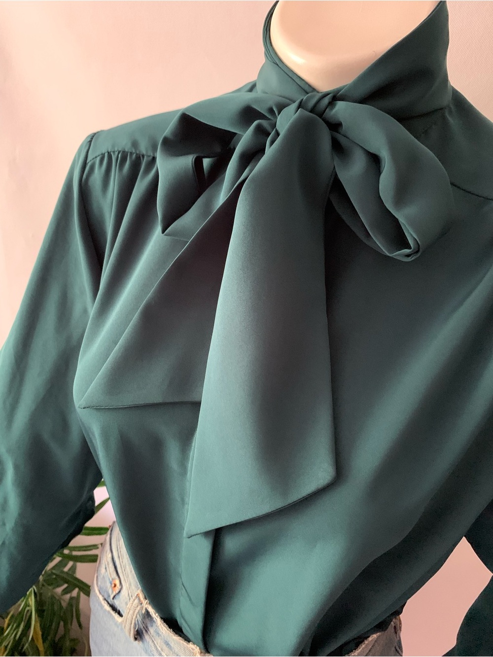 v i n t a g e :: Pendleton Neck Tie Secretary Blouse - Picture 10 of 12